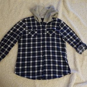 Plaid long sleeve/short sleeve shirt